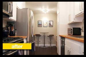 This is the after shot of the kitchen remodel, under $7000